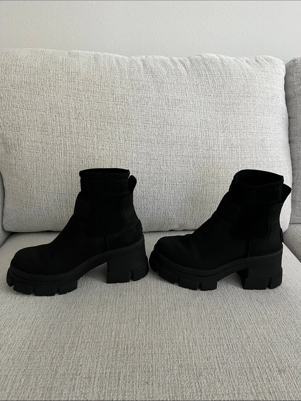 Women's Black Chunky Sock-Ankle Boots